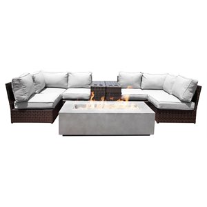 living source international 9-piece wicker sectional set with cushion - espresso