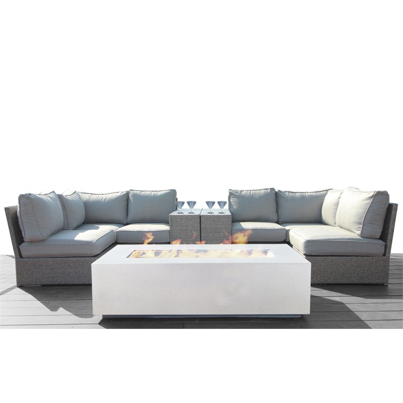 Living Source International 4-Piece Wicker and Rattan Sectional Set - Gray