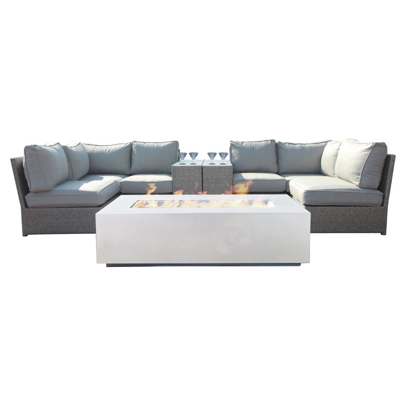 Living Source International 4-Piece Wicker and Rattan Sectional Set - Gray