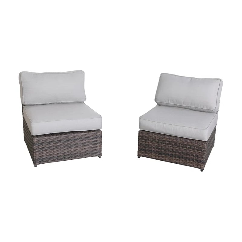 Living Source International 8pc Wicker / Rattan Sectional Set w/Cushion in Brown