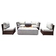 Living Source International 5-piece Wicker Sectional Set with Cushion - Espresso