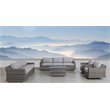 Living Source International 9-Piece Wicker Swivel Rocker Sectional Set in Gray