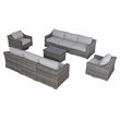 Living Source International 9-Piece Wicker Swivel Rocker Sectional Set in Gray
