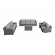 Living Source International 9-Piece Wicker Swivel Rocker Sectional Set - Gray