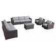 Living Source International 9-Piece Wicker Swivel Rocker Sectional Set - Gray