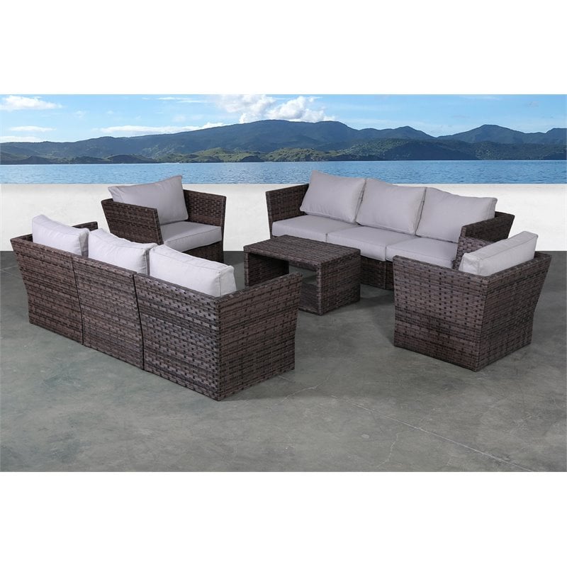 Living Source International 9-Piece Sectional Set plus Cushions - Espresso