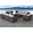 Living Source International 9-Piece Sectional Set plus Cushions - Espresso