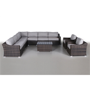 Living Source International 10-Piece Wicker Sectional Set w/Cushions - Espresso