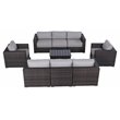 Living Source International 9-Piece Sectional Set w/ Cushions in Brown