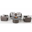Living Source International 6-Piece Rattan Sectional Seating Group in Espresso