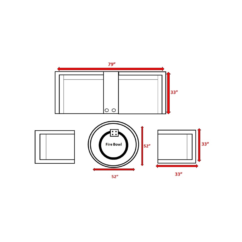 Living Source International 6-Piece Rattan Sectional Seating Group in Espresso