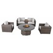 Living Source International 6-Piece Rattan Sectional Seating Group in Espresso