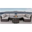 Living Source Intl 8-Piece Wicker / Rattan Sectional Set w/ Firepit in Espresso