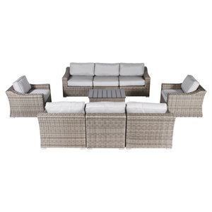 living source international 9-piece outdoor conversation set w/cushions in gray