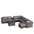 Living Source International 10-Piece Wicker / Rattan Sectional Set in Gray
