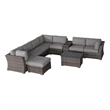 Living Source International 10-Piece Wicker / Rattan Sectional Set in Gray