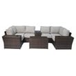 Living Source International 10-Piece Wicker Sectional Set w/Cushion in Espresso