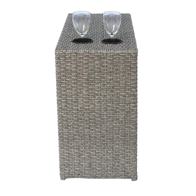 Living Source International 4-Piece Wicker / Rattan Set with Cushions in Gray