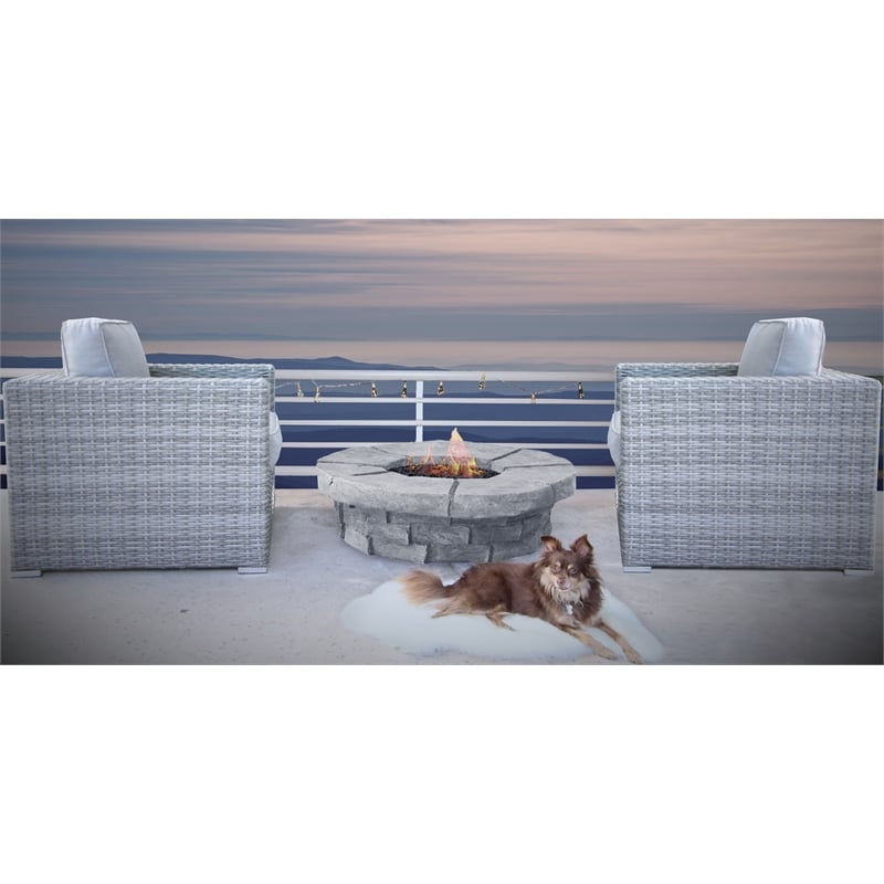 Living Source 3-Piece Wicker / Rattan Conversation Set with Cushions in Gray