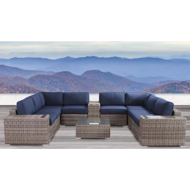 Living Source International 12-Piece Wicker / Rattan Sectional Set in Gray