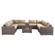 Living Source International 12-Piece Wicker Sectional Set with Cushions in Beige
