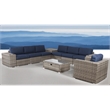 Living Source Intl 11-Piece Wicker / Rattan Sectional Set w/ Cushions in Navy