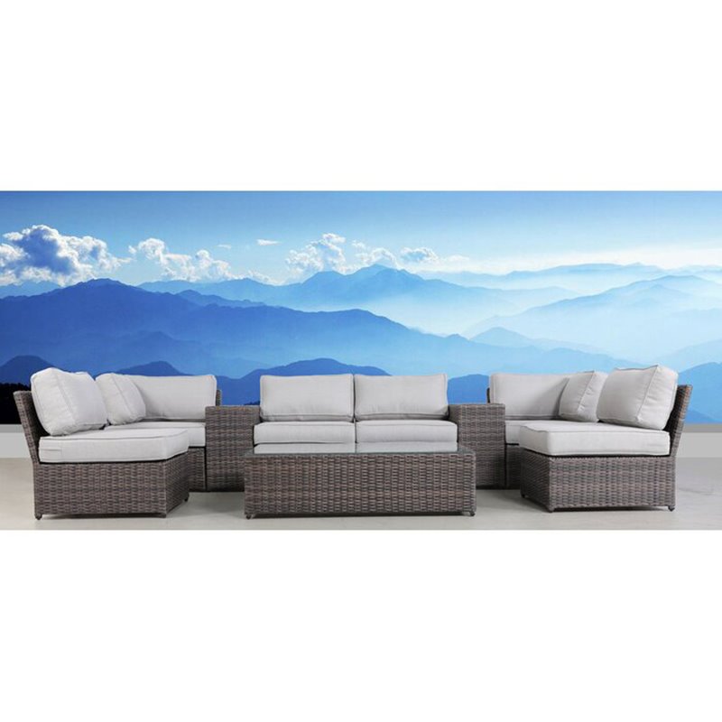 Living Source International 9-Piece Sectional Set with Cushions in Brown