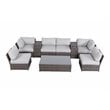 Living Source International 9-Piece Sectional Set with Cushions in Brown
