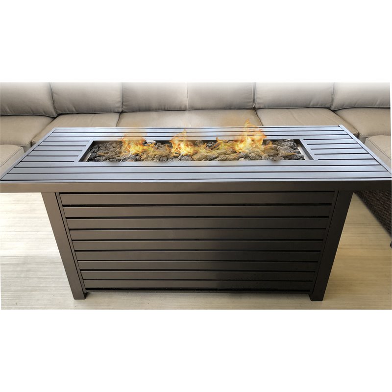 Living Source International Steel Propane/Natural Gas Fire Pit Table in Black
