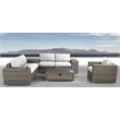 Living Source International 9-Piece Wicker / Rattan Sectional Set in White/Gray