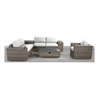 Living Source International 9-Piece Wicker / Rattan Sectional Set in White/Gray