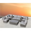 Living Source International 9-Piece Wicker Sectional Set with Cushions - Gray