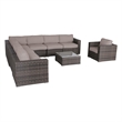 Living Source International 9-Piece Wicker / Rattan Sectional Set in Chocolate