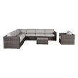 Living Source International 9-Piece Wicker / Rattan Sectional Set in Chocolate