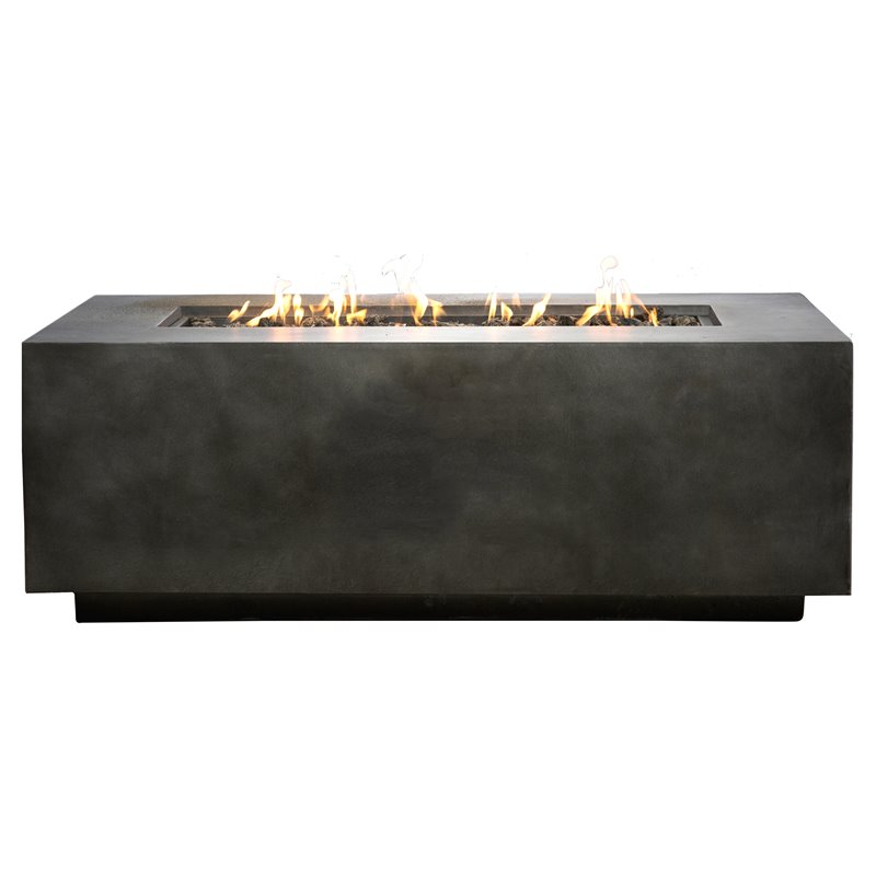 Living Source International Concrete Propane Fire Pit Table in Charcoal Finish