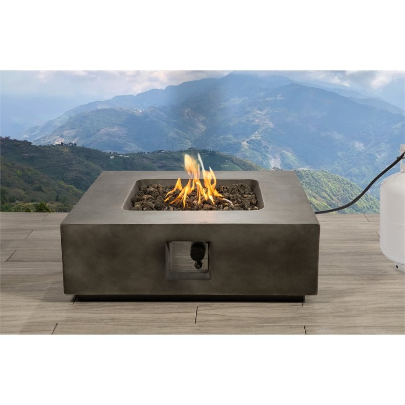 Living Source International Propane and Natural Gas Fire Pit Table in Charcoal