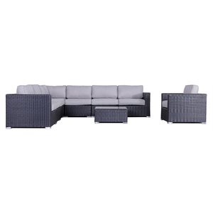 living source international 9-piece wicker sectional set with cushions in black