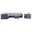 Living Source International 9-Piece Wicker Sectional Set with Cushions in Black