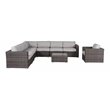 Living Source International 9-Piece Sectional Sofa Set with Cushions in Espresso