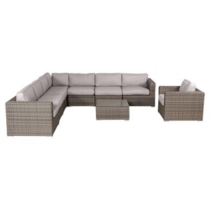 living source international 9-piece sectional sofa set with cushions in gray