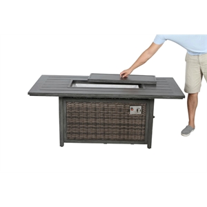 Living Source International Propane/Natural Gas Fire Pit Table in Espresso