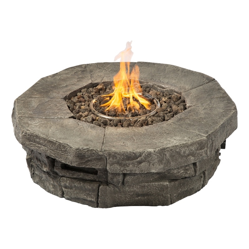 Living Source 36"W Stone Propane/Natural Gas Fire Pit Table in Gray Finish