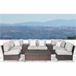 Living Source International 9-Piece Wicker Sectional Set with Cushions in Brown