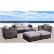 Living Source International 7-piece Wicker Sectional Set w/Cushions in Espresso