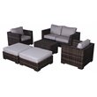 Living Source International 7-piece Wicker Sectional Set w/Cushions in Espresso