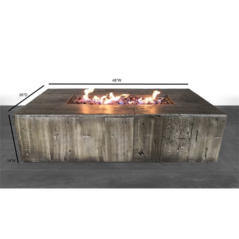 Living Source International Concrete Propane Fire Pit Table in Concrete Gray