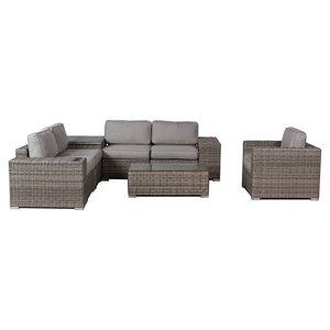 Living Source International 9-Piece Wicker / Rattan Sectional Set in Gray