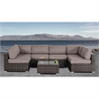 Living Source International 7-piece Wicker Sectional Set with Cushion in Brown