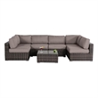 Living Source International 7-piece Wicker Sectional Set with Cushion in Brown