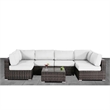 Living Source International 7-piece Wicker Sectional Set w/Cushions in Brown